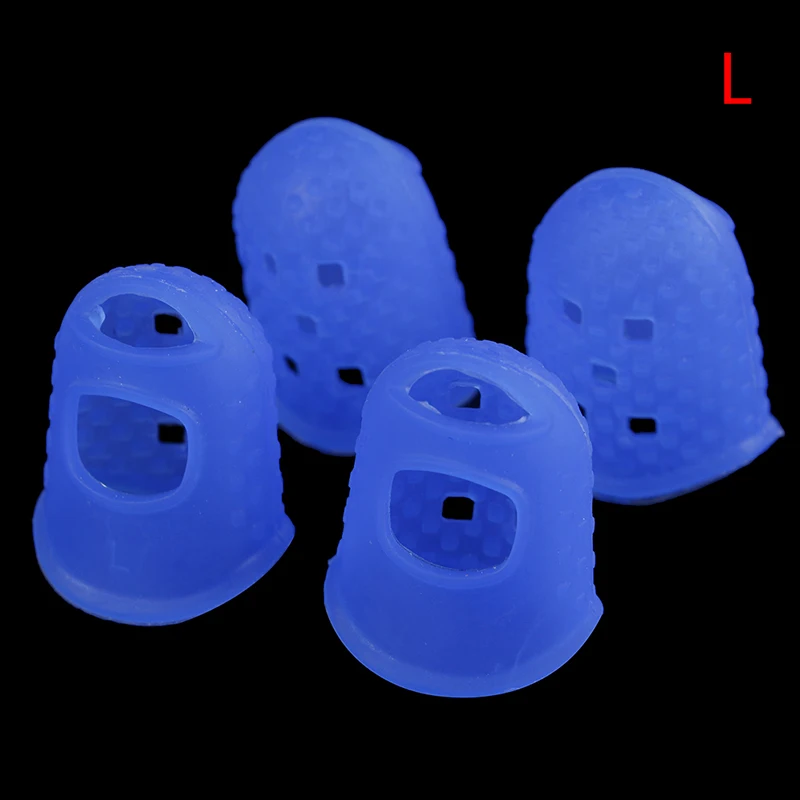 

4Pcs/Set Silicone Finger Guards Guitar Fingertip Protectors For Ukulele Guitar S M L Transparent Blue Color