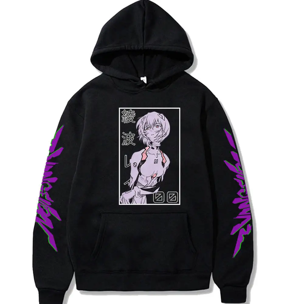 

Japan Anime Evangelion Hoodies Men Women Ayanami Rei Manga Sweatshirt Winter Streetwear Oversized Loose Casual Pullover Tops