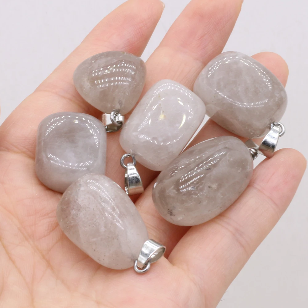 

Natural Gem Stone Gray Agate Irregular Pendant Handmade Crafts DIY Charm Necklace Jewelry Accessories Gift Making for Woman