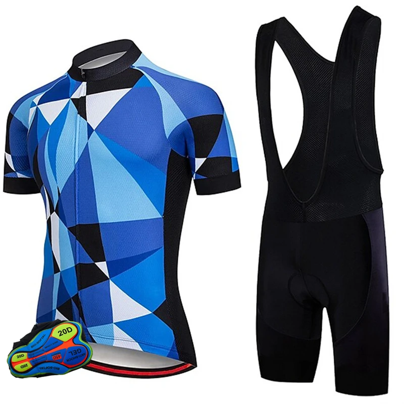 

MTB Road Short Sleeve Jersey Summer Polyester Cycling Set Men Bike Mountain Cycling Quick Dry Breathable Back Pocket Sports