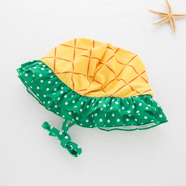 Бикини для девочек детский спа пляж ананас желтая модель с шляпой 3 шт./компл.