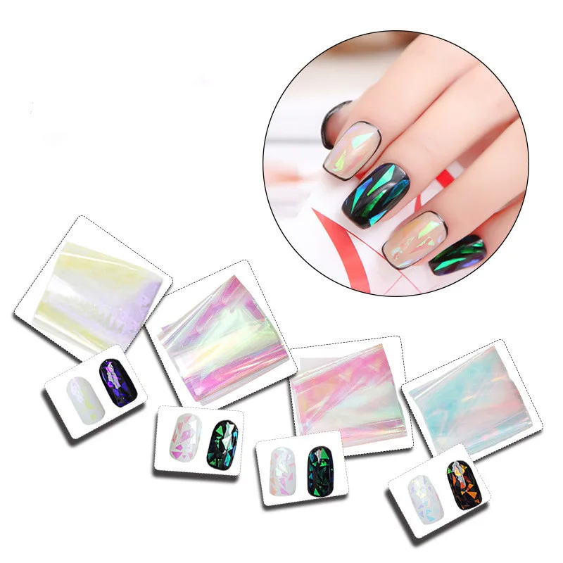 

Nail Art Aurora Ice Cube Cellophane Large Colorful Transfer Paper Laser Jewelry Candy Paper diy more Color Sticker 4*40cm