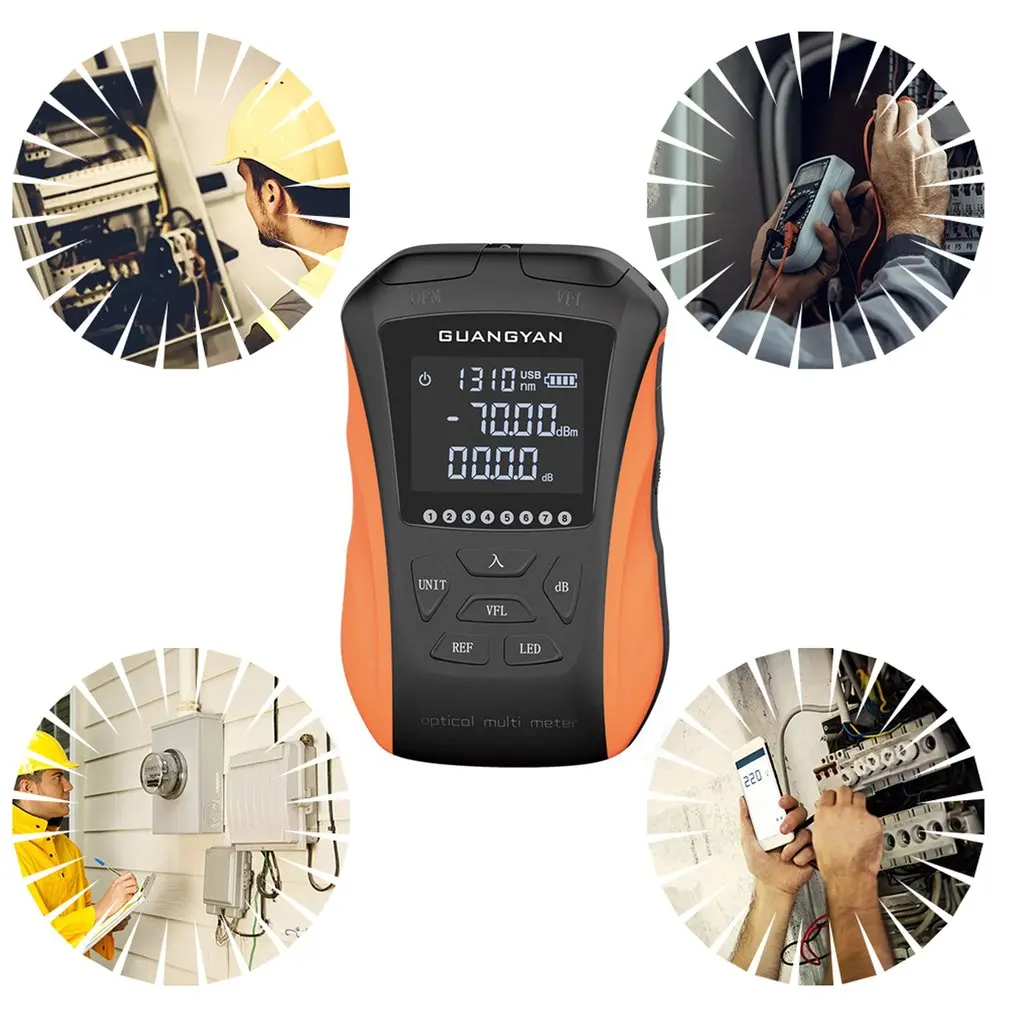 

NEW 6 in 1 Multifunction Optical Power Meter OPM Visual Fault Locator Network Cable Test optical fiber tester 5km 15km VFL LED