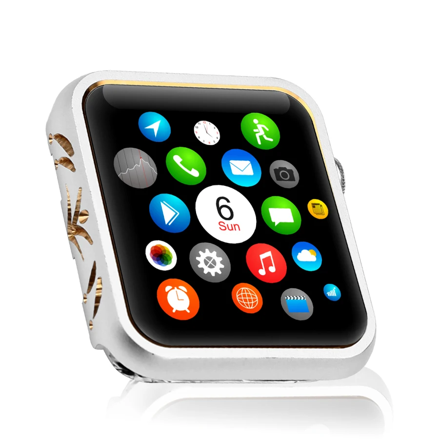 Двухцветная алюминиевая оправа из металлического сплава чехол для Apple Watch крышка полная защита серии 1 2 3 42 мм 38 мм идеально подходит бампер - Цвет: Silver Gold