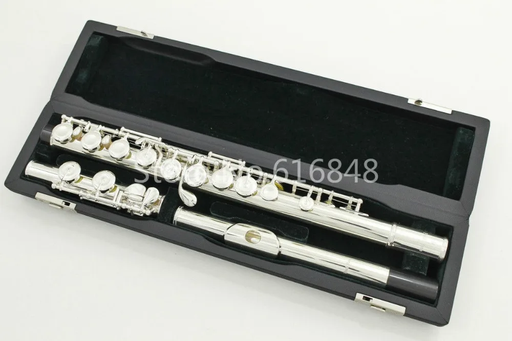 

Hot Japan PEARL PF-665 E C Tune Flute High Quality Musical Instrument 16 Keys Closed Holes Silver Plated Brand Flute With E Key