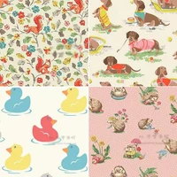 105cm wide cute duck dog hedgehog squirrel printed 100 cotton fabrics per meter patchwork sewing material diy children clothing
