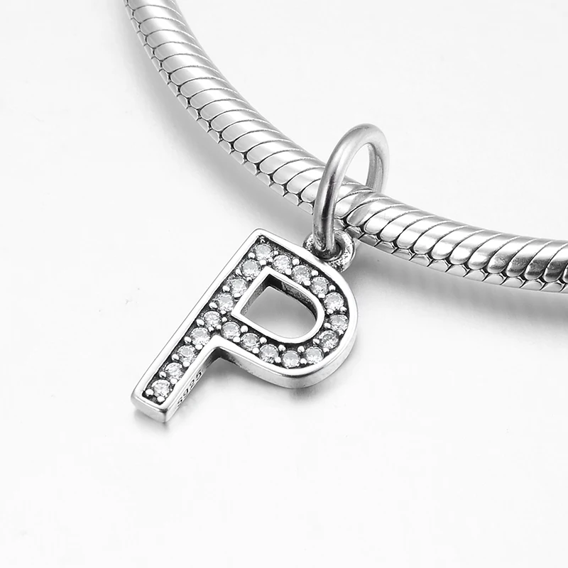 Бусины-подвески из серебра 925 пробы с буквами P и алфавита для изготовления