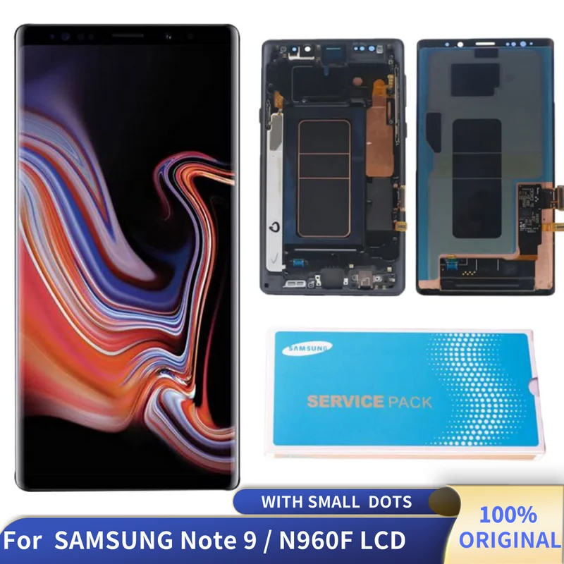 Samsung-digitalizador de pantalla t&aacute;ctil para Galaxy Note 9 N960 N960f, pantalla LCD Original AMOLED, piezas de servicio con puntos-0