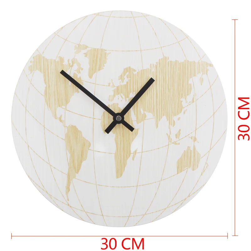Настенные часы с изображением карты мира деревянные настенные цифрами бесшумные