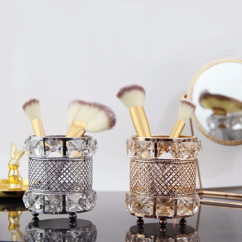 

Europe Crystal Makeup Brush Pen Holder Storage Tube Jewelry Lipstick Eyebrow Pencil Makeup Storage Box Cosmetic Makeup Ornaments
