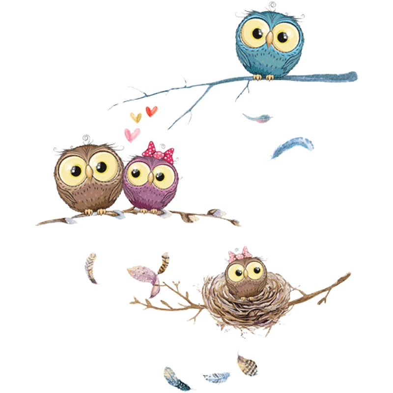 

Cartoon Animal Owl Wall Sticker Kids Room Home Decor for Boys Girls Children Bedroom Removable Wallpapers