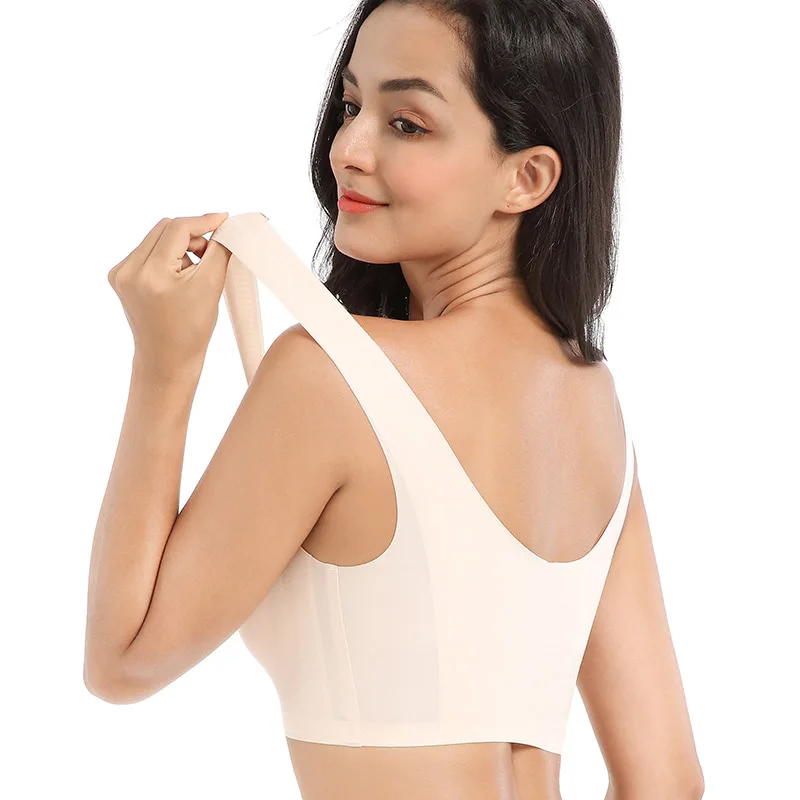 Xianqifen sports plus size bras for women seamless push up wireless vest sexy sleep bralette lace brassiere 110 115 M XL top bh