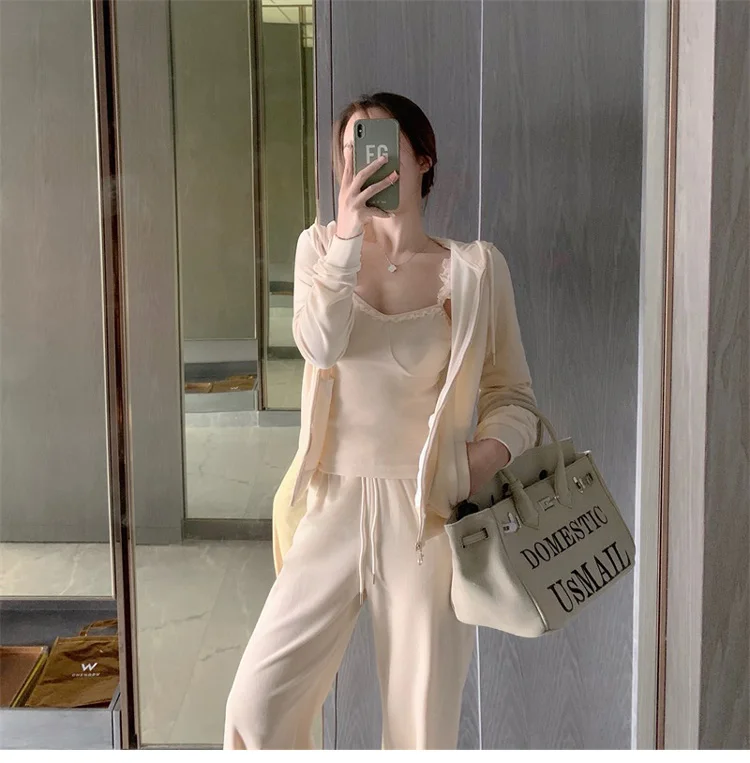 Костюм спортивный женский однотонный из 2 предметов повседневная толстовка с