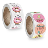 500pcs 1 inch baked with love donut stickers sweet dessert event party invite card decorative seal label tag for bakery