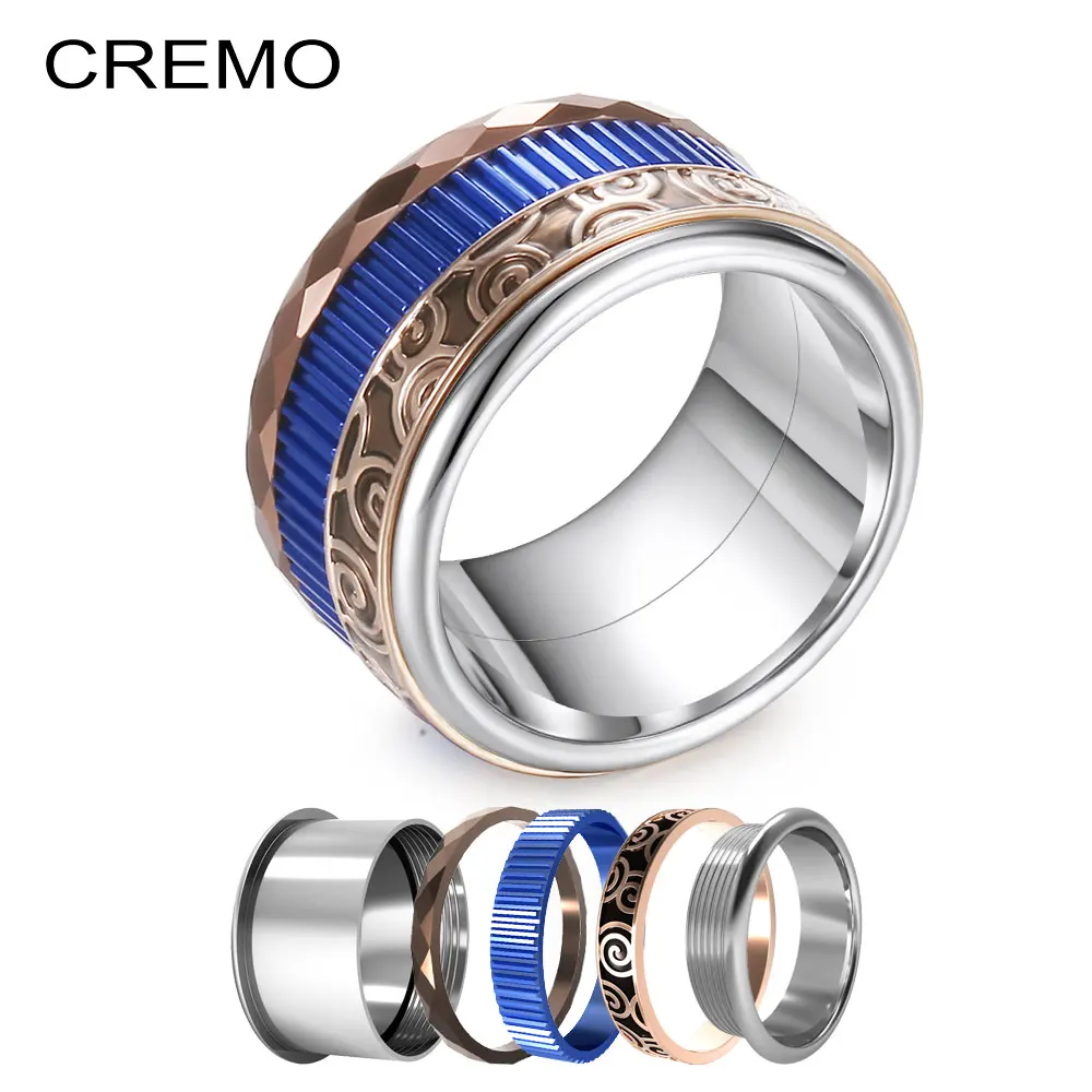 

Кольцо женское из нержавеющей стали и титана, поворотное, голубое