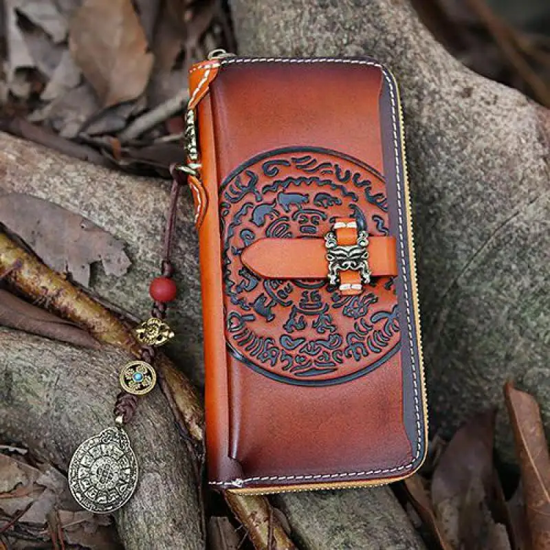 

Handmade Vintage 2021 New Genuie Leather Women Wallet Luxury Ladies Clutch Wallets First Layer Cowhide Phone Purse