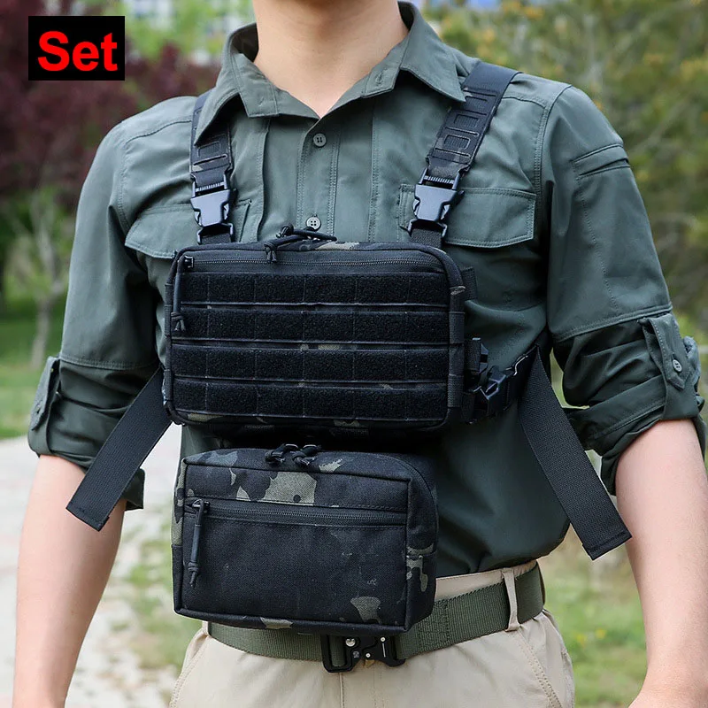 Outdoor Tactical Vest Bag CS Military  Wargame Chest Rig Airsoft Pouch Holster Molle System Men Shoulder Camping Backpack XA280A