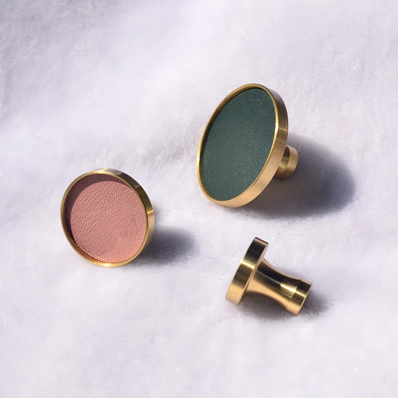 Латунные кожаные ручки для мебели дверные из овчины и кухонный шкаф выдвижной