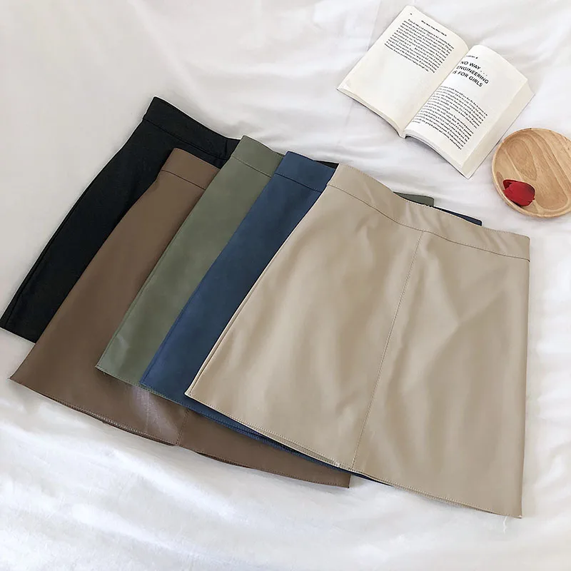 Neploe/черная высокая талия A Line Jupe Femme осенне-зимняя верхняя одежда мини Короткая Faldas Mujer облегающая кожаная юбка для женщин 46411