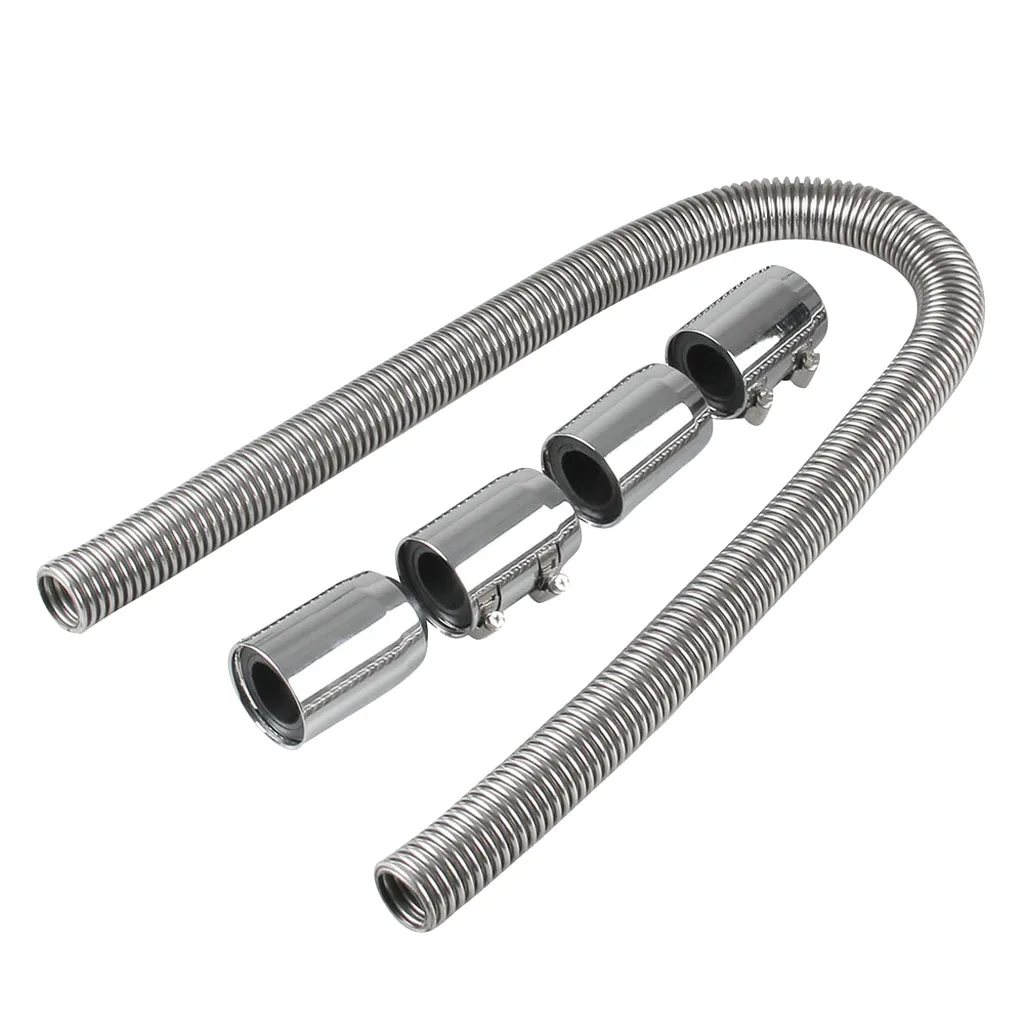 

48'' Universal Chrome Radiator Flex Coolant Water Hose Kit with 4 Pieces Cap