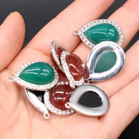 natural stone agate water drop shape retro flower edge pendant for jewelry making diy necklace earrings accessories 19x27mm