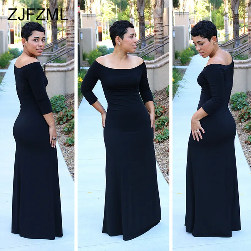 С открытыми плечами Сексуальная футболка Макси женское платье с открытой спиной