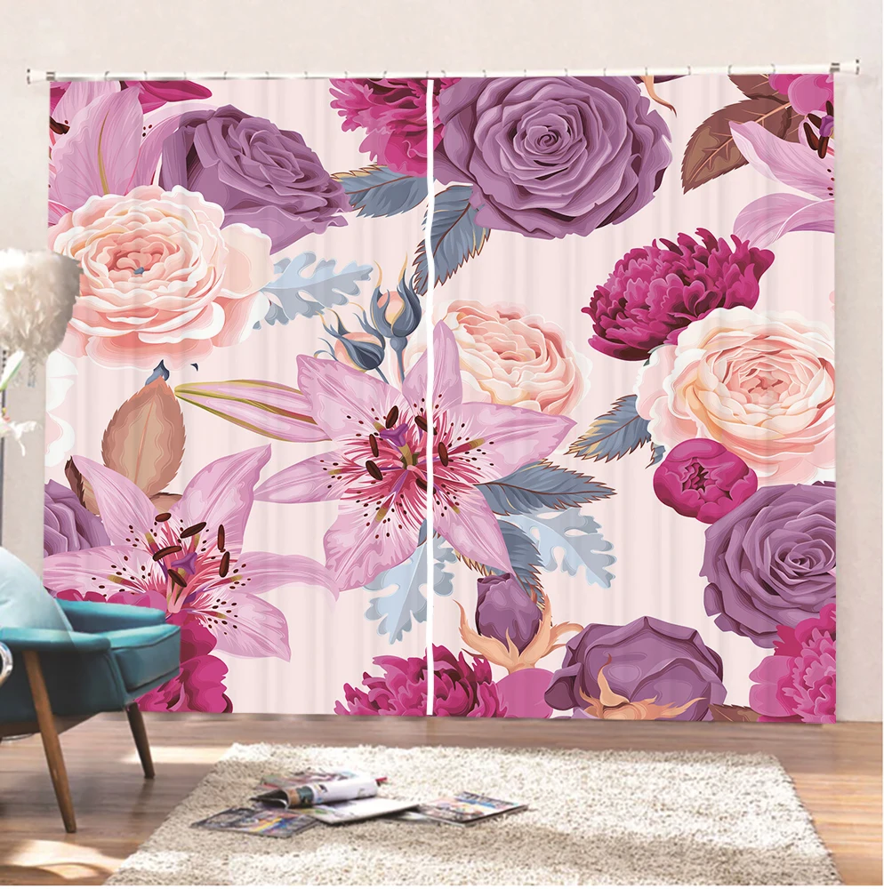 

Red Rose Flower Window Treatments Curtains Valance Room Curtains Window Outdoor Indoor Kids Adults Window Curtain Panels Curtain