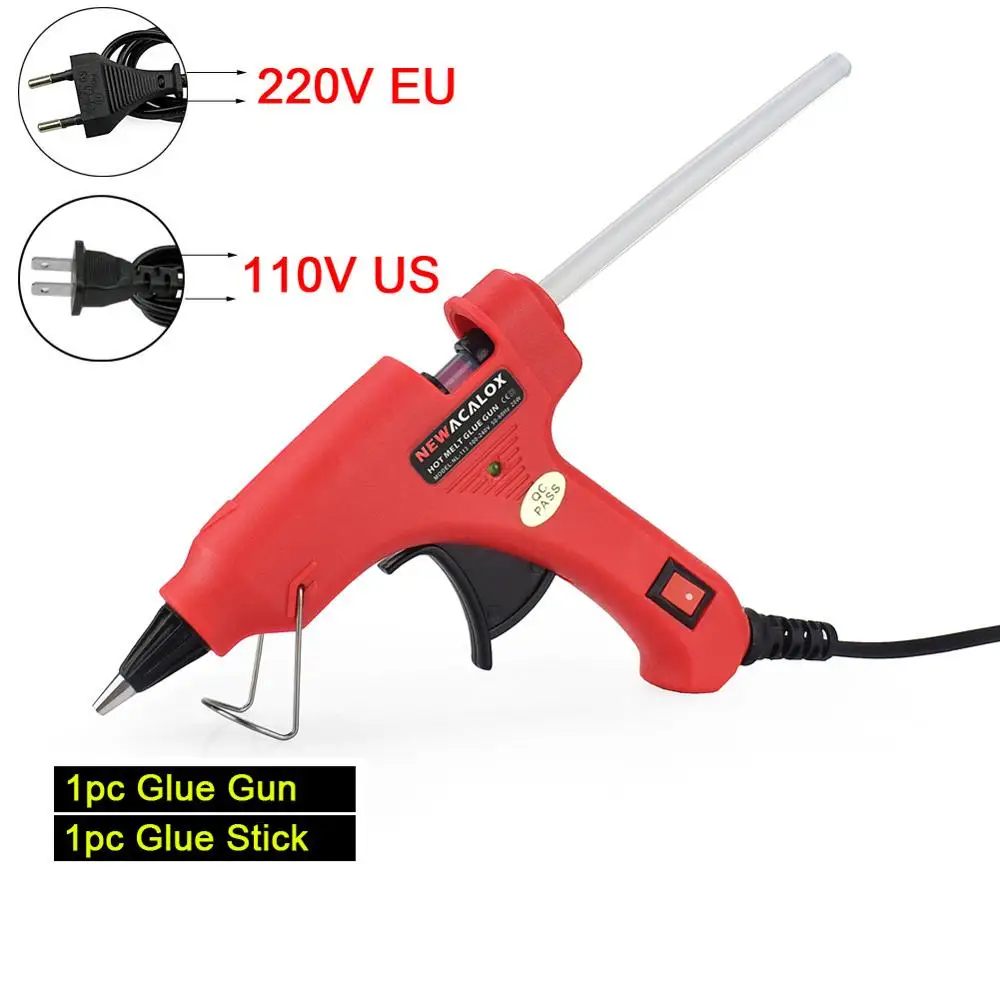 Red Glue Gun Newacalox 20 Вт EU/us вилку термоклей Пистолеты для склеивания с 20 штук 7 мм Клей-карандаш промышленных мини Пистолеты thermo клеевым пистолетом тепла Температура инструмент - Цвет: Red Glue Gun