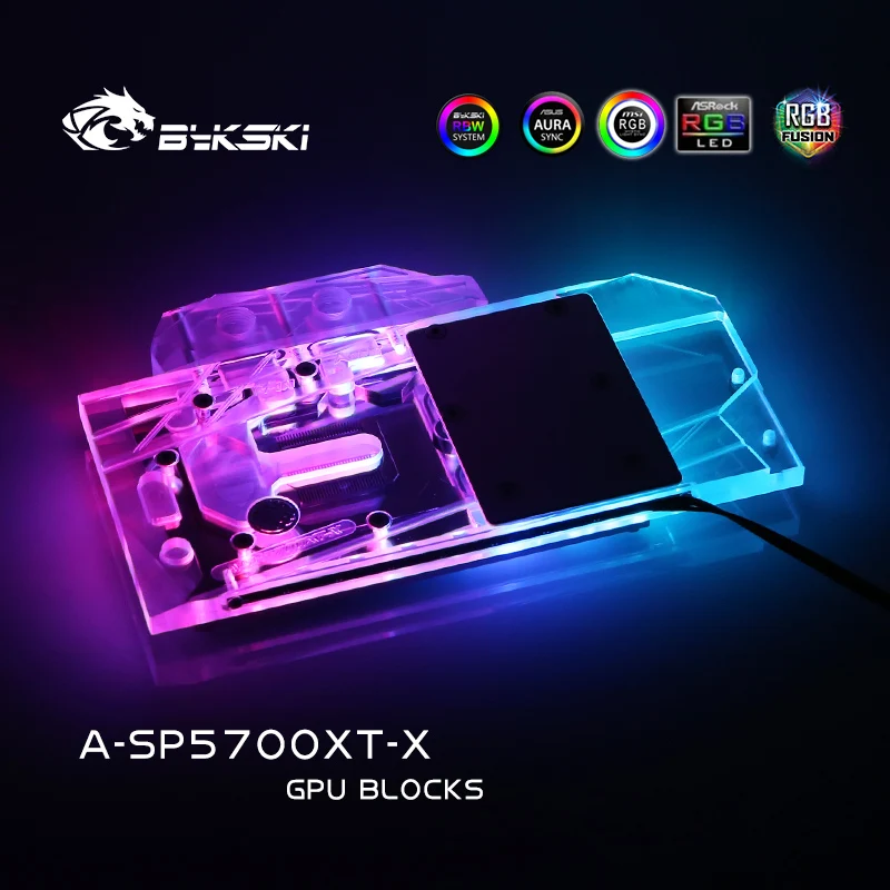 Водяной блок Bykski для Sapphire RX 5700 XT Pulse MSI RX5700XT MECH/EVOKE / AMD GPU Card с полным покрытием