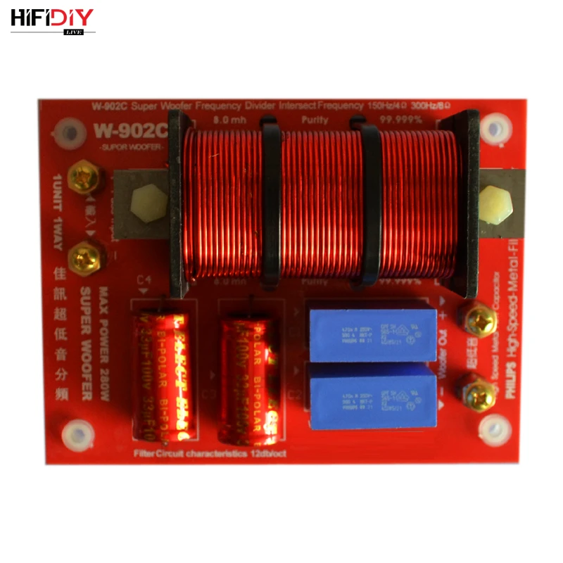 

HIFIDIY LIVE W-902C 1 Way 1 speaker Unit ( SUBWOOFER ) HiFi HOME bass Speakers audio Frequency Divider Crossover Filters