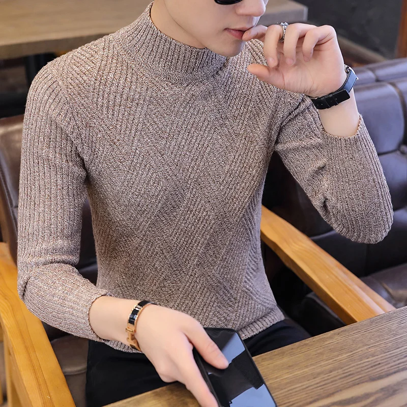 Новый осенний повседневный мужской свитер с круглым вырезом Мужской пуловер