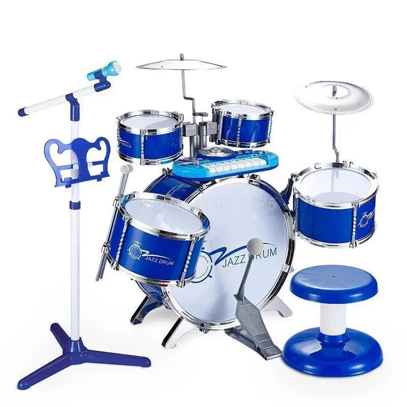 

Children Kids Jazz Drum Set Kit Musical Educational Instrument Toy 5 Drums + 1 Cymbal With Small Stool Sticks For Fashion Large