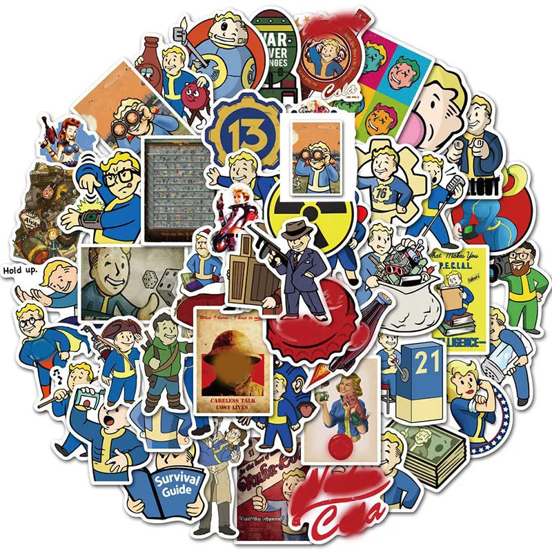 50Pcs Fallout Game Stickers Laptop DIY Guitar Luggage Fridge Skateboard Car Waterproof Graffiti Sticker