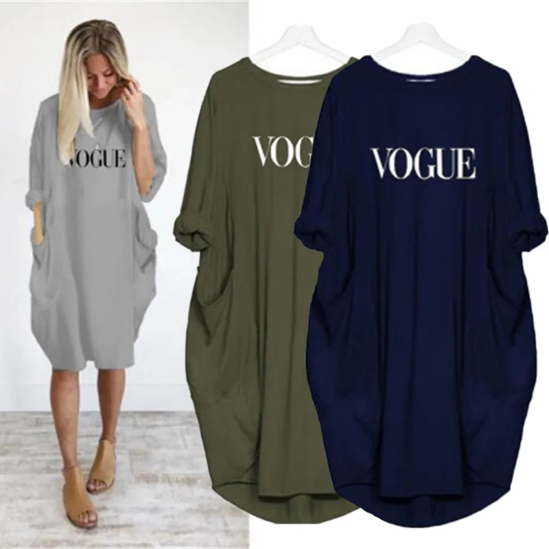 

Letters Print Dresses With Pocket Vintage Summer Fall Maxi Clothes Woman Dresses Party Women Sundresses