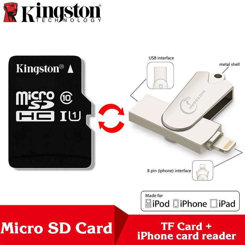 Kingston Microsd 8 ГБ 16 32 64 Гб 128 256 карта памяти класс 10 SDHC TF с адаптером для карт/ридером