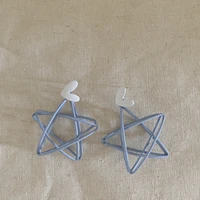 lovely girls feeling modifies the face loves hollow five pointed star earrings and simple earrings s925 silver needles