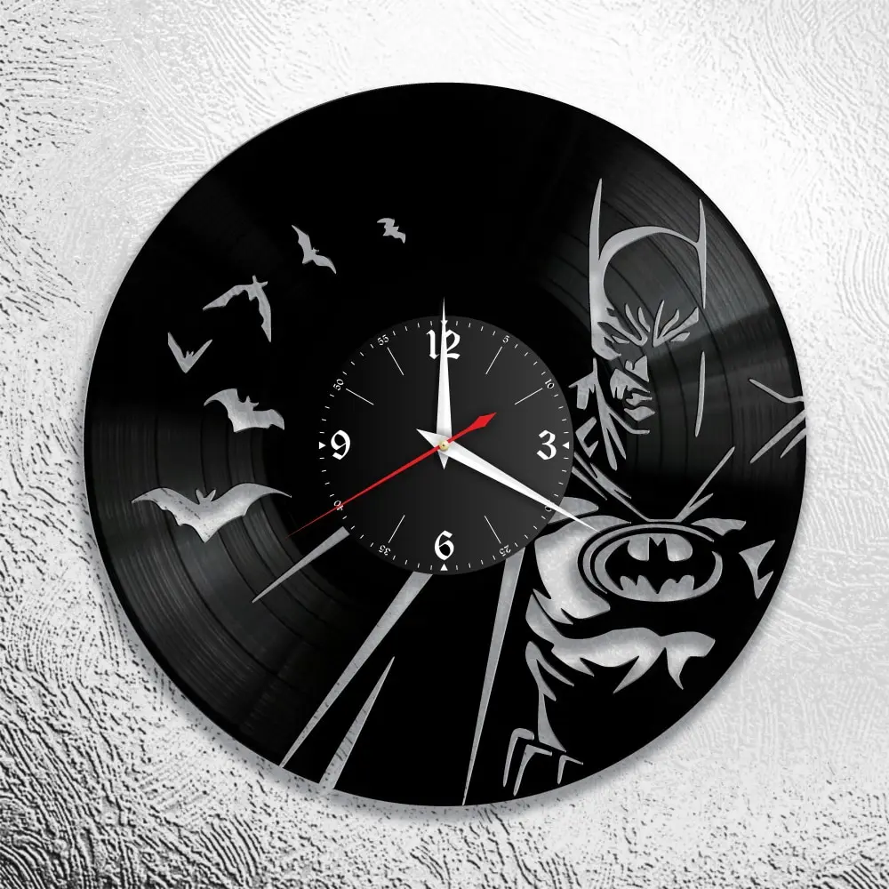 Часы из виниловой пластинки Бэтмен летучая мышь v.2 Дисней декор комнаты