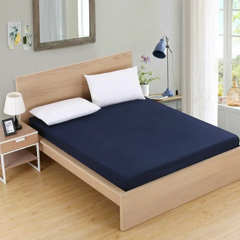 Новое поступление однотонная натяжная простыня из 100% полиэстера на резинке