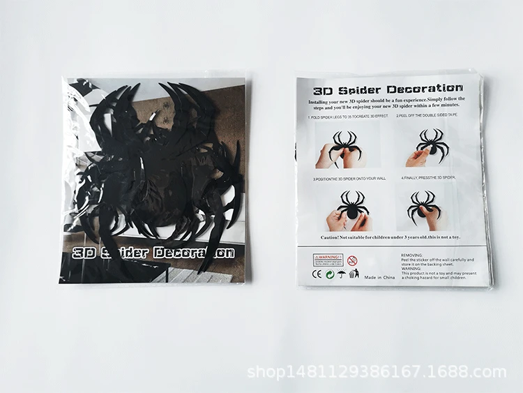 

Halloween Wall Sticker Window Big Spider 3D Three-dimensional Foldable Spider Horror Happy Halloween Party Decor ForHome 2021