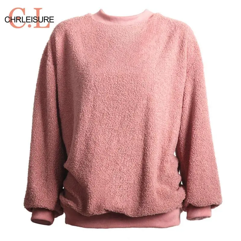 CHRLEISURE Autumn Winter Women Sweater Pullover Soft Warm Tops Female O-neck Long Sleeve Basic Fur Teddy 2019 | Женская одежда
