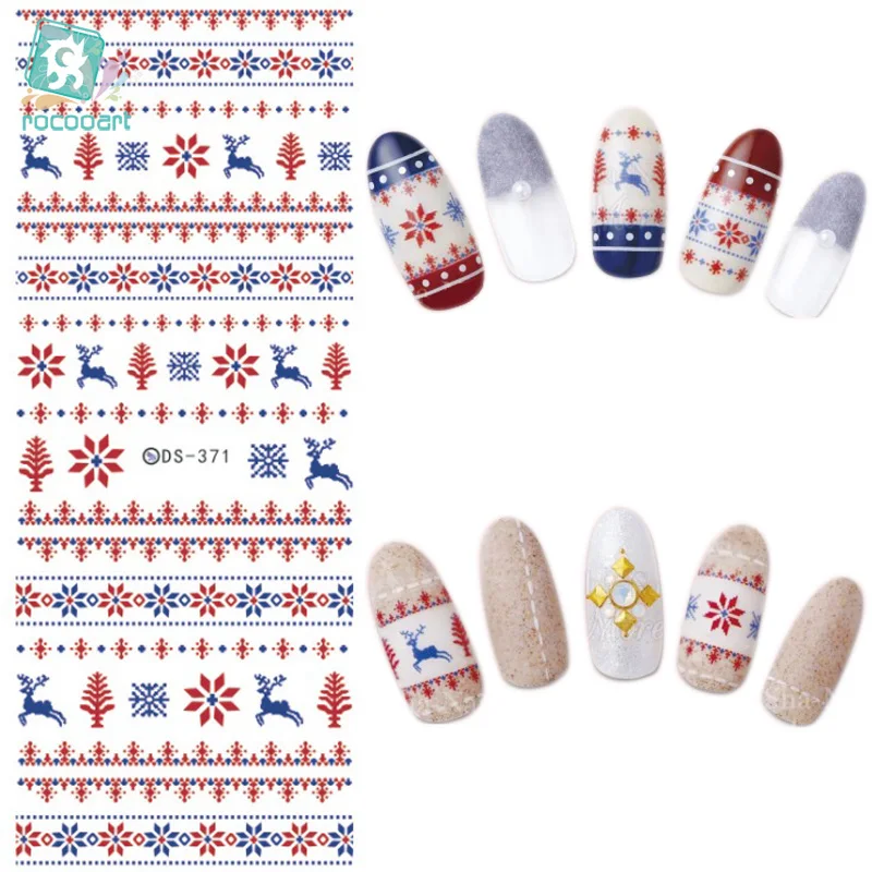 

DS371-372 DIY Water Transfer Nails Art Sticker 2021 Year Christmas Xmax Deer Harajuku Nail Wrap Sticker Manicura sticker