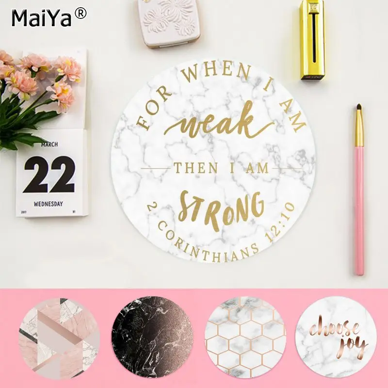

MaiYa Pink Rose Gold Marble Customized laptop Gaming round mouse pad Anti-Slip Laptop PC Mice Pad Mat gaming Mousepad