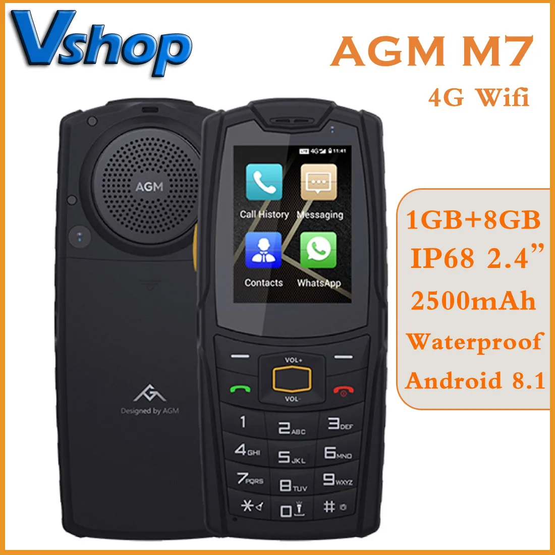 AGM M7 IP68 прочный телефон 1 Гб + 8 Водонепроницаемый 2 4 &quotAndroid сенсорный экран MT6739V/CW
