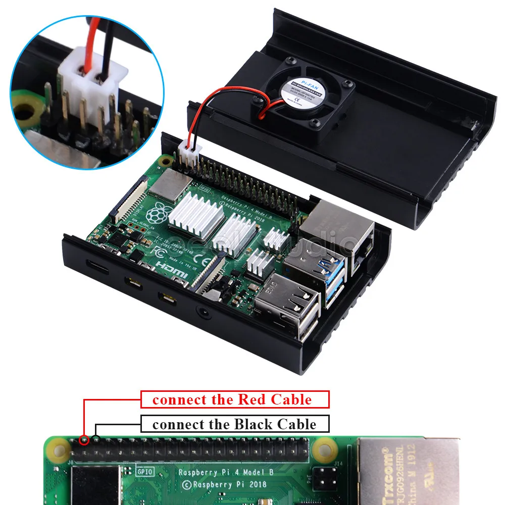 Черный чехол из алюминиевого сплава с ЧПУ кожух корпуса для Raspberry Pi 4 охлаждающий