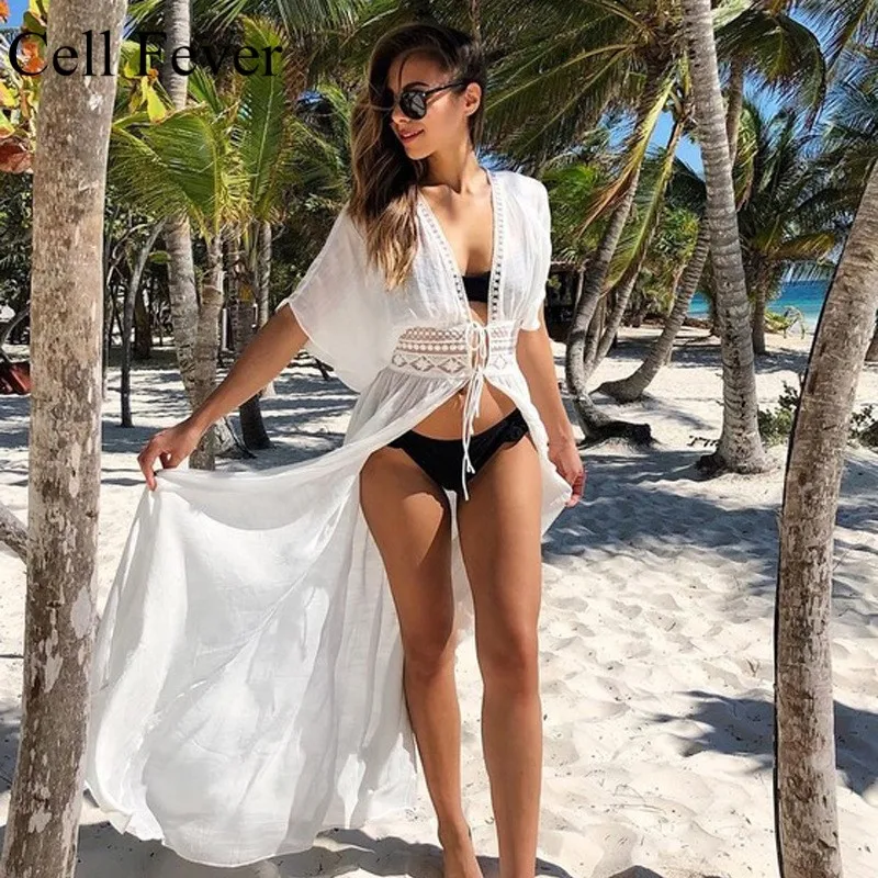 Парео пляжное платье однотонное бикини купальный костюм женский халат De Plage