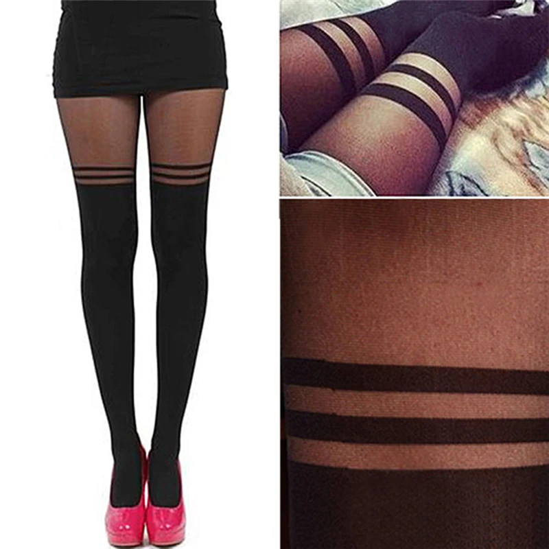 

1 Pair Stitching Hot Sexy Black Pantyhose Female Longtube Hosiery Stockings Tights Lady Thigh High Stocking
