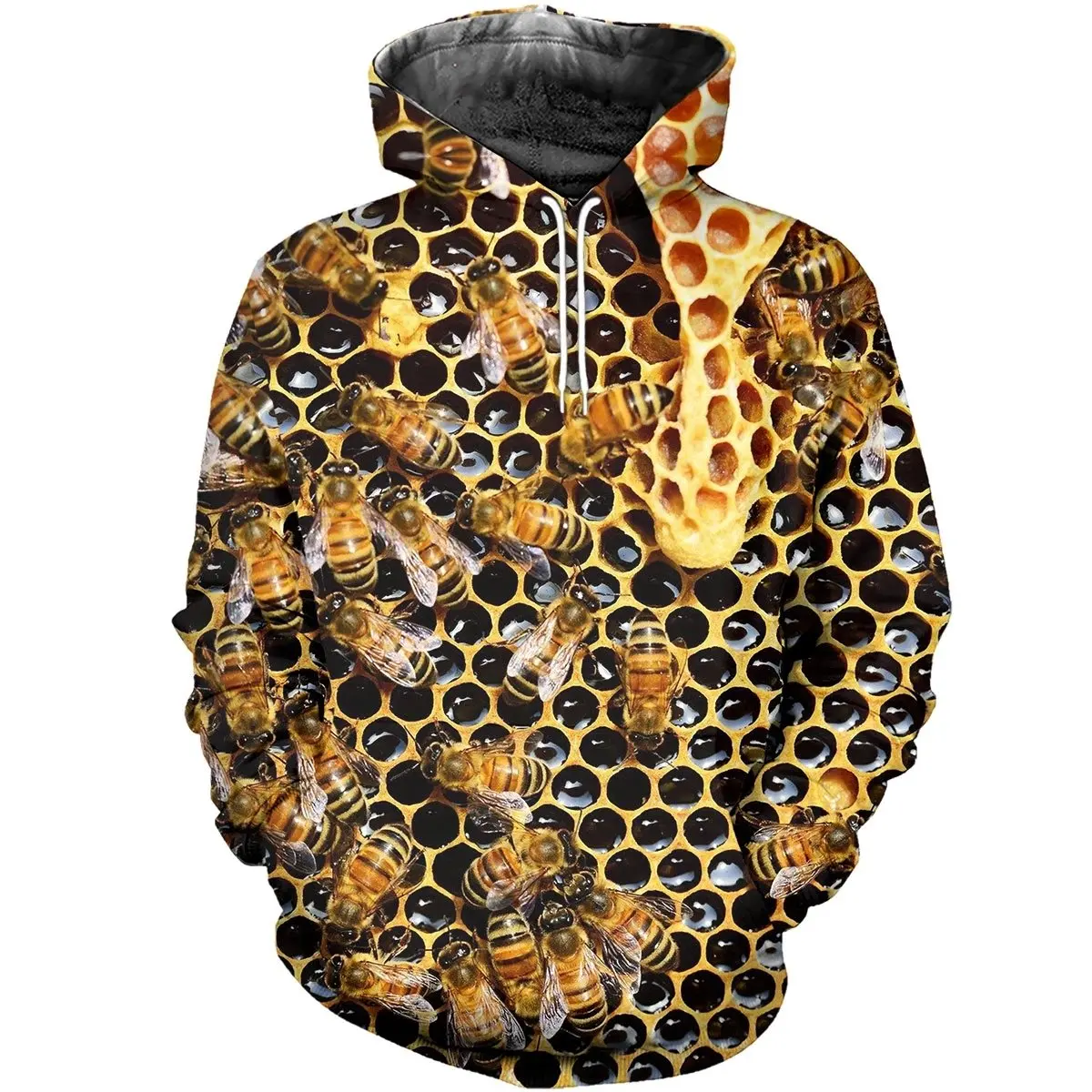 Мужская толстовка с капюшоном Повседневная Осенняя унисекс 3D принтом пчелы соты