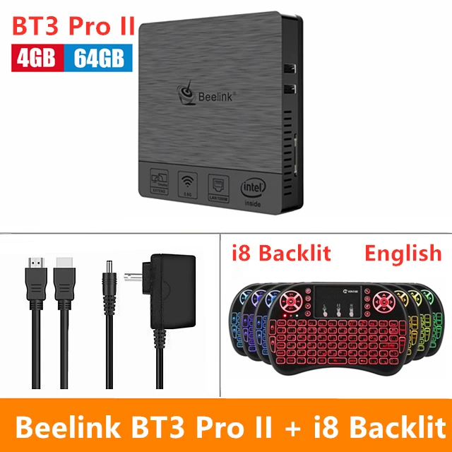 4G 64G i8 Backlit Мини-ПК Beelink BT3 Pro II 4 Гб ОЗУ 64 Гб ПЗУ Intel Atom X5-Z8350 BT3 Pro ТВ-приставка Win 10 2,4G/5G wifi 1000M BT4.0 USB3.0 - Цвет: 4G 64G i8 Backlit