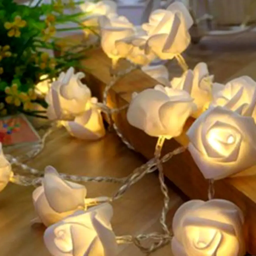 

LED Silk Rose Flower Fairy Strings Lights Wedding Christmas Decor