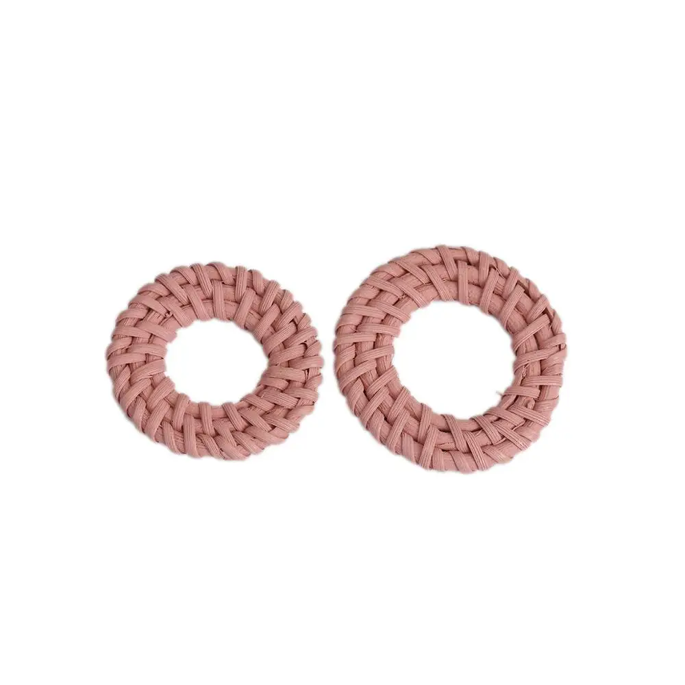 DoreenBeads модные Ротанговые соединители круглые кольца темно розовые тканые